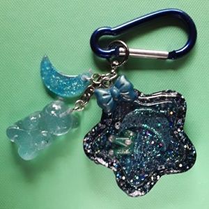 Holo rainbow blue star moon gummy bear candy keychain princess fun returned item